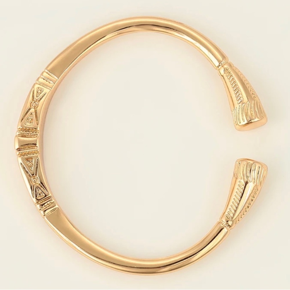 Egyptian Hieroglyph Cuff Bangle Bracelet GP Fashion